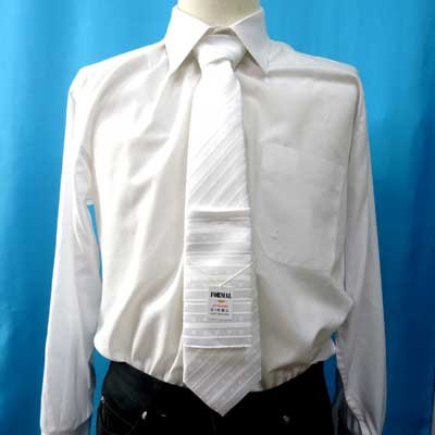 画像2: 日本製　礼装　白ネクタイ　ポリエステル　柄入り　ポケットチーフ付　撥水加工　柄指定不可