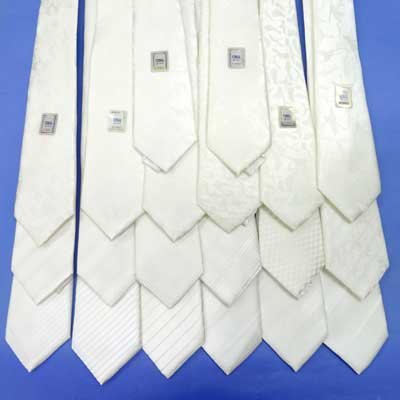 画像2: 日本製　礼装　白ネクタイ　正絹　シルク　柄入り　撥水加工