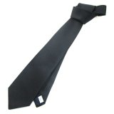 日本製　メンズ　無地ネクタイ　陣目　ポリエステル　黒のみ