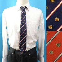 日本製　ネクタイ　ユニセックス　ポリエステル　クレスト　ストライプ