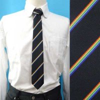 日本製　ネクタイ　ユニセックス　ポリエステル　レインボーライン　ストライプ