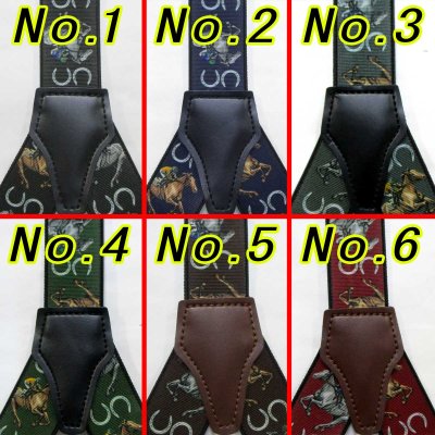 画像3: 【受注生産品】 返品不可 日本製 30ｍｍ Y型 BWC サスペンダー ハンドプリント 競走馬