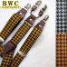 画像1: 【受注生産品】 返品不可 日本製 30ｍｍ Y型 BWC サスペンダー ハンドプリント 千鳥格子 (1)