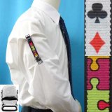 日本製　裄吊り　シャツガーター　袖丈調整　ゴム　CR　ハンドプリント　トランプ　パズル