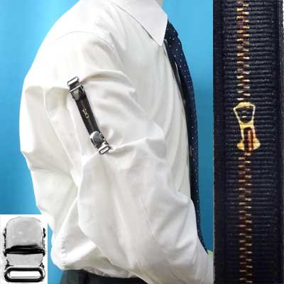 画像1: 日本製　裄吊り　シャツガーター　袖丈調整　ゴム　CR　ハンドプリント　ジッパー