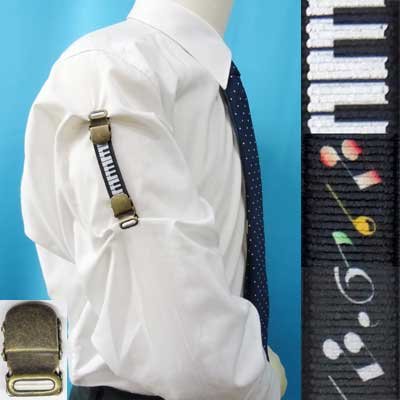 画像1: 日本製　裄吊り　シャツガーター　袖丈調整　ゴム　AG　ハンドプリント　音楽