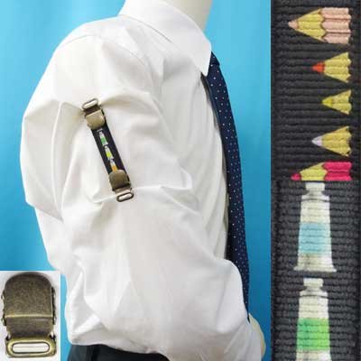 画像1: 日本製　裄吊り　シャツガーター　袖丈調整　ゴム　AG　ハンドプリント　文房具