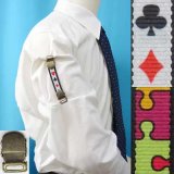 日本製　裄吊り　シャツガーター　袖丈調整　ゴム　AG　ハンドプリント　トランプ　パズル