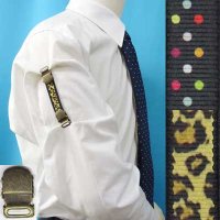 日本製　裄吊り　シャツガーター　袖丈調整　ゴム　AG　ハンドプリント　水玉　ヒョウ