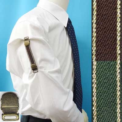 画像1: 日本製　裄吊り　シャツガーター　袖丈調整　ゴム　AG　ラメライン