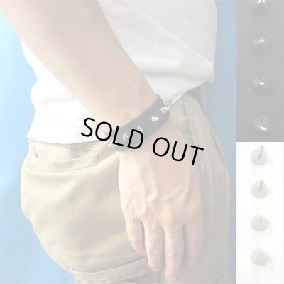 画像1: 日本製　本革　リストバンド　ブレスレット　20ｍｍ　ロンドン鋲
