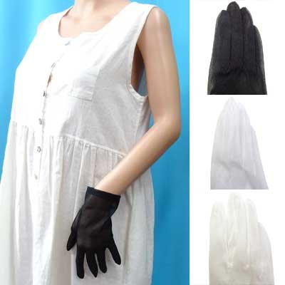 画像1: 日本製　婦人　ウェディング手袋　オーガンジー　ストレッチ　無地