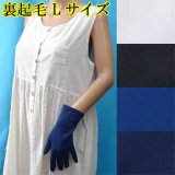 日本製　婦人　ナイロン手袋　中長　裏起毛　無地　Lサイズ