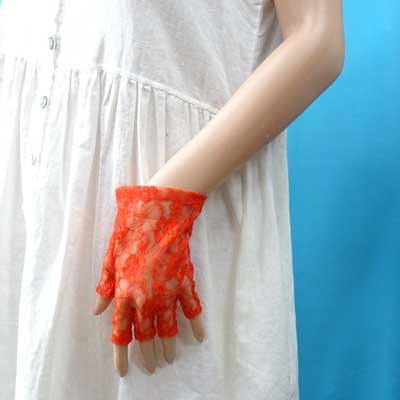 画像3: 日本製　ウェディング手袋　レース　指切り　ショート　手染め