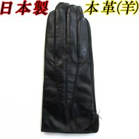 日本製 レディース 革手袋 本革 羊革 波型三本線