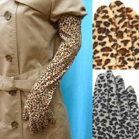 婦人　ジャージ手袋　レディース　ベロア　ヒョウ柄　ロング
