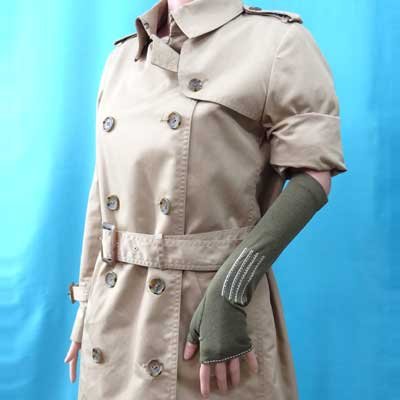 画像3: 日本製　婦人　ジャージ手袋　天然素材　指無し　中長　デザインミシン