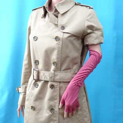 画像3: 日本製　婦人　ジャージ手袋　天然素材　指切り　ロング　シャーリングリボン