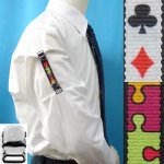画像: 日本製　裄吊り　シャツガーター　袖丈調整　ゴム　CR　ハンドプリント　トランプ　パズル