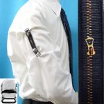 画像: 日本製　裄吊り　シャツガーター　袖丈調整　ゴム　CR　ハンドプリント　ジッパー