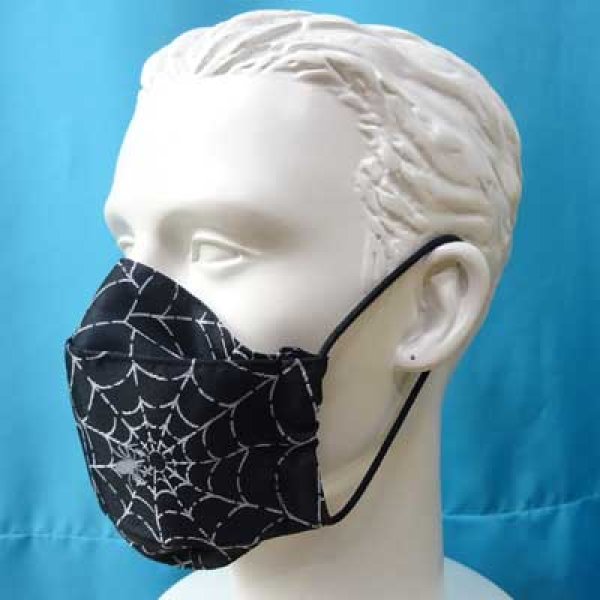 画像2: 日本製　ファッションマスク　ポリエステル×綿ガーゼ　蜘蛛の巣　4204-001 (2)