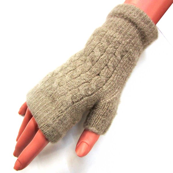 画像4: 日本製 レディース 婦人 ニット手袋 指無し #4373024 ケーブル編み (4)